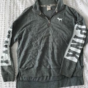 pink quarter zip sweatshirt